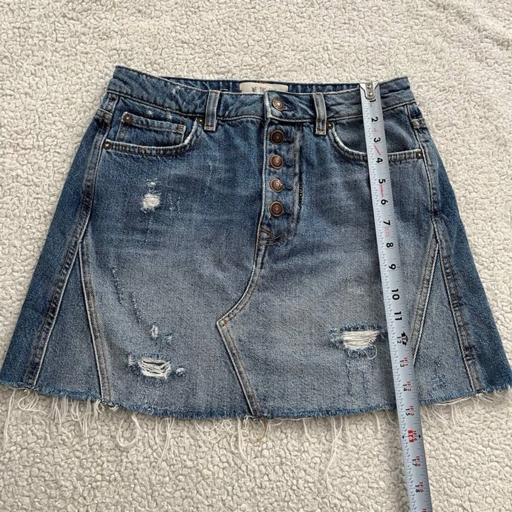 Free People Denim High Waisted Cutoff Mini Skirt Women size 28 - Picture 7 of 11